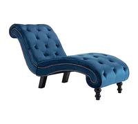vidaXL Cislonga Imbottita Relax Ergonomica Trapuntata Chaise Lounge Sedia a Sdraio Lusso Elegante Morbida Ottomana Blu in Velluto