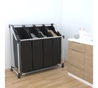 vidaXL Classificatore lavanderia con 4 borse nero