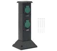 vidaXL Colonna con Presa da Esterno a 4 Vie Nera e Verde 16x16x39,5cm, presa di corrente da esterno, presa elettrica da esterno, colonnina con presa da esterno