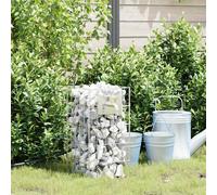 vidaXL Colonna Gabion con Rubinetto 50 x 25 x 25cm in Acciaio Inossidabile - Accessorio da Giardino Robusto e Facile da Montare, Una Struttura Decorativa per Aggiungere Un Accento Moderno al Tuo Giar