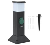 vidaXL Colonna Presa Esterno con Lampada e Picchetto 2Vie 16x16x39,5cm, presa da giardino con picchetto, presa da esterno, colonna con presa di corrente