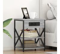 vidaXL Comò con stazione di ricarica 2 pcs Grigio sonoma