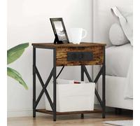 vidaXL Comò con stazione di ricarica 2 pcs Rovere fumo 41 x 31 x 51 cm
