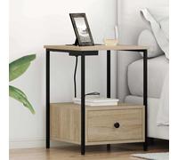 vidaXL Comò con stazione di ricarica con cassetto 2 pcs rovere sonoma