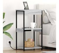 vidaXL Comò con stazione di ricarica Grigio sonoma Legno multistrato