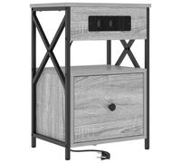 vidaXL Comò Grigio Sonoma di con 1 cassetto e Stazione di Ricarica, 40 x 31 x 60 cm. Design Moderno e Slim, Perfetto per stoccare in Camera da Letto. Compatto e Multiuso, con Gambe in Metallo. Monta