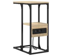 vidaXL Comò in Rovere Sonoma con Stazione di Ricarica - Legno Ingegnerizzato - Finitura Marrone 41.5 x 26 x 60.5 cm. Design Moderno con Gambe in Metallo. Ha Un cassetto e Un ripiano, ed è Facile da