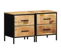 vidaXL Comodini 2 pz 40x35x50 cm Legno massello di mango grezzo