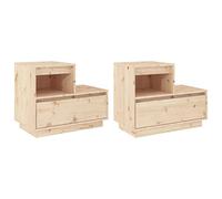 vidaXL Comodini 2 pz 60x34x51 cm in Legno Massello di Pino