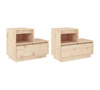vidaXL Comodini 2 pz 60x34x51 cm in Legno Massello di Pino