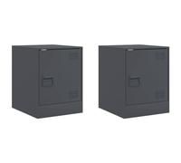 vidaXL Comodini 2 pz Antracite 34,5x39x44 cm in Acciaio, armadietto, Mobile per Camera da Letto, Supporto per Telefono, mobiletto, armadietto Notte