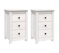 vidaXL Comodini 2 pz Bianca 40x35x61,5 cm in Legno Massello di Pino