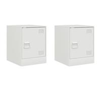 vidaXL Comodini 2 pz Bianchi 34,5x39x44 cm in Acciaio, armadietto, Mobile per Camera da Letto, Supporto per Telefono, mobiletto, armadietto Notte