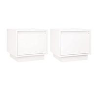 vidaXL Comodini 2 pz Bianchi 35x34x32 cm in Legno Massello di Pino