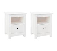 vidaXL Comodini 2 pz Bianchi 40x35x49 cm in Legno Massello di Pino