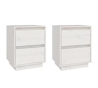 vidaXL Comodini 2 pz Bianchi 40x35x50 cm in Legno Massello di Pino