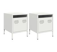 vidaXL Comodini 2 pz Bianco 35x39x43,5 cm in Acciaio, mobiletto, Mobile Camera da Letto, Comodino in Metallo, tavolino da Letto