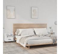 vidaXL Comodini 2 pz Bianco Lucido in Legno Multistrato