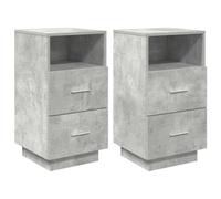 vidaXL Comodini 2 pz con 2 Cassetti Grigio Cemento 36x36x68 cm