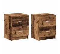 vidaXL Comodini 2 pz con 2 Cassetti Legno Antico 40x36x50 cm, tavolino da Notte, tavolino, Arredamento per Camera da Letto