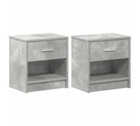 vidaXL Comodini 2 pz con cassetto, Grigio cemento 39x28x41 cm