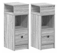vidaXL Comodini 2 pz con Cassetto Grigio Sonoma 25x31x66 cm, tavolino da Notte, tavolino, Arredamento per Camera da Letto