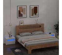 vidaXL Comodini 2 pz con LED Bianchi 60x35x40 cm