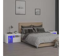 vidaXL Comodini 2 pz con Luci a LED Bianchi 70x36,5x40 cm
