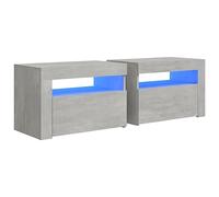 vidaXL Comodini 2 pz con Luci a LED Grigio Cemento 60x35x40 cm