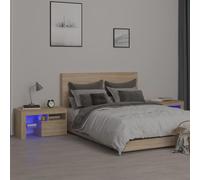 vidaXL Comodini 2 pz con Luci a LED Rovere Sonoma 70x36,5x40 cm