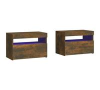 VIDAXL - Comodini 2 pz con Luci LED Rovere Fumo 60x35x40 cm