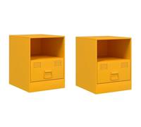 vidaXL Comodini 2 pz Giallo Senape 34,5x39x44 cm in Acciaio, Mobile Camera da Letto, tavolino da Notte, tavolino, arredo Camera da Letto