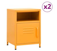 vidaXL Comodini 2 pz Giallo Senape 35x35x51 cm in Acciaio