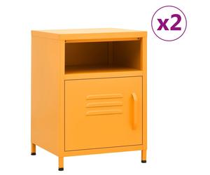 vidaXL Comodini 2 pz Giallo Senape 35x35x51 cm in Acciaio