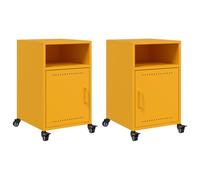 vidaXL Comodini 2 pz Giallo Senape 36x39x59 cm in Acciaio