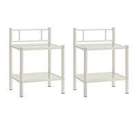 vidaXL Comodini 2 pz in Metallo Bianco e Vetro Trasparente