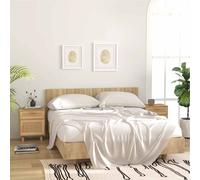 vidaXL Comodini 2 pz Marroni Legno Massello di Pino e Rattan Naturale