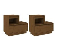 VIDAXL - Comodini 2 Pz Miele 60x34x51 Cm In Legno Massello Di Pino