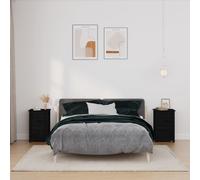 vidaXL Comodini 2 pz Nera 40x35x61,5 cm in Legno Massello di Pino