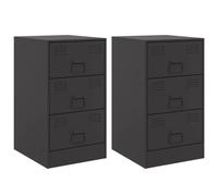 vidaXL Comodini 2 pz Neri 34,5x39x62 cm in Acciaio, comò, tavolinetto, arredo camera letto, tavolino, tavolino notte, mobili camera letto, mobili