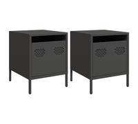 vidaXL Comodini 2 pz Neri 35x39x43,5 cm in Acciaio, mobiletto, Mobile Camera da Letto, Comodino in Metallo, tavolino da Letto