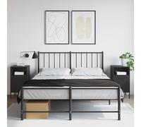 vidaXL Comodini 2pz Neri 36x39x68 cm in Acciaio Laminato a Freddo, mobiletto, mobile camera da letto, comodino in metallo, tavolino da letto