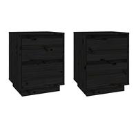 vidaXL Comodini 2 pz Neri 40x35x50 cm in Legno Massello di Pino