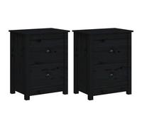 VIDAXL - Comodini 2 Pz Neri 50x35x61,5 Cm In Legno Massello Di Pino