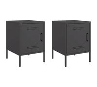 vidaXL Comodini 2 pz Nero 36x39x50,5 cm in Acciaio, mobiletto, Mobile Camera da Letto, Comodino in Metallo, tavolino da Letto