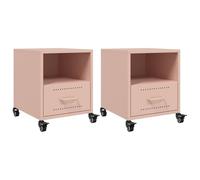 vidaXL Comodini 2 pz Rosa 36x39x43,5 cm in Acciaio, comò, tavolinetto, arredo camera letto, tavolino, tavolino notte, mobili camera letto, mobili