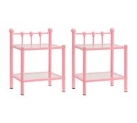 vidaXL Comodini 2 pz Rosa e Trasparente in Metallo e Vetro