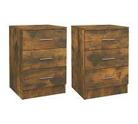 vidaXL Comodini 2 pz Rovere Fumo 38x35x56 cm in Legno Multistrato