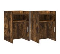 vidaXL Comodino 2 pezzi, rovere affumicato, 40 x 36 x 60 cm,