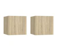 vidaXL Comodini 2 pz Rovere Sonoma 30,5x30x30 cm in Truciolato Questo set di mobiletti è progettato per essere un punto focale della vostra stanza con un design alla moda ma pratico. L'armadietto late
